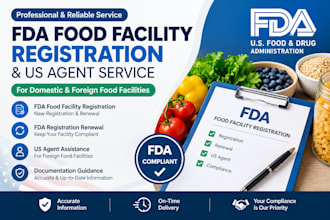 handle fda food facility registration and US agent service