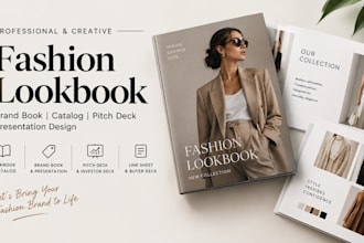 design fashion lookbook, brand book, pitch deck and presentation portfolio