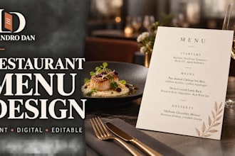 create a professional restaurant, cafe or takeaway menu