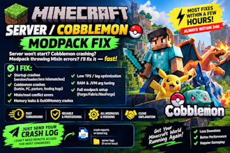 fix minecraft server crash, cobblemon modpack error or lag issue fast