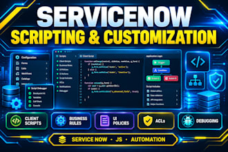 develop and customize servicenow scripts, business rules and acls