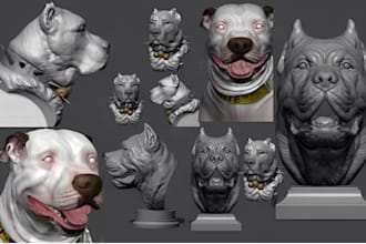 sculpt realistic 3d dog model 3d printable pet memorial statue stl dog portrait