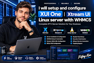 setup and configure xui one xtream ui,linux server drm script, vps with whmcs