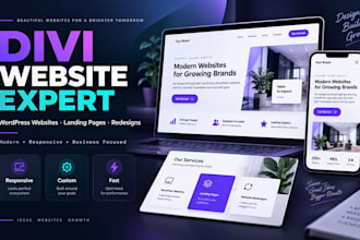 design wordpress website, divi website, divi landing page, business website