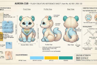 design custom plush reference sheet stuffed soft toy sewing pattern ych concept