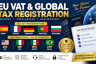 provide eu vat registration for spain, france, germany, portugal, bulgaria