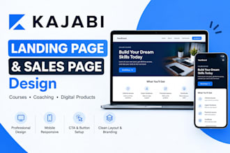 design a kajabi landing page and sales page for your offer