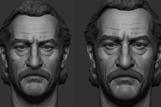 custom 3d head model and realistic portrait bust zbrush stl for 3d printing