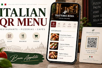 create a qr digital menu for italian restaurants, pizzerias and cafes