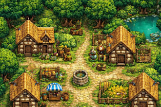 do 2d top down pixel art tileset game art tilemap rpg maker sprite sheet asset