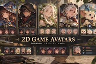 create 2d game character avatars for indie games and for ui rpg mobile
