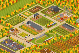 design custom 2d 3d or isometric farm map, vineyard map, orchard map, ranch map