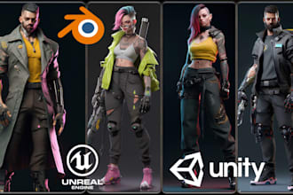 do stylized realistic 3d game character model game ready for unity unreal engine