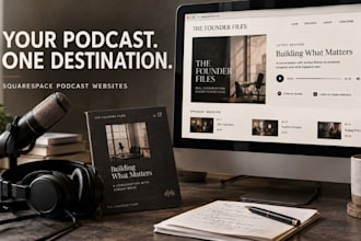 design a squarespace podcast website with episode library