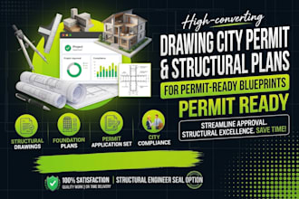 draw city permit drawings blueprint building structural drawing for permit ready