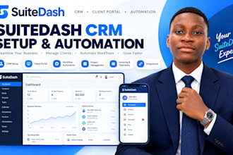 help setup suitedash CRM, client portal and workflow automation