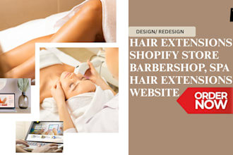 design hair extensions shopify store barbershop, spa hair extensions website