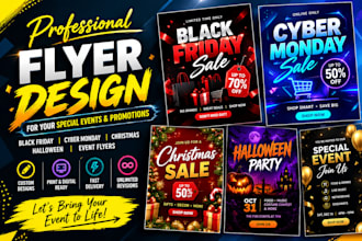 design black friday sales cyber monday christmas halloween event flyers
