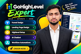 setup gohighlevel funnels, websites, landing pages