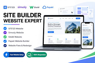 design or fix site123 simvoly sitew and papaki website builder