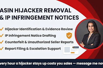 remove amazon listing hijackers and file IP infringement notices
