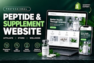 build peptide affiliate website, peptide store, supplement wellness website