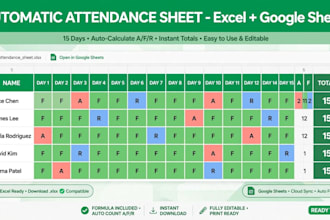 make automatic attendance sheet in excel and google sheets