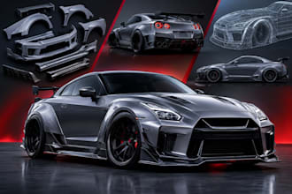 design custom 3d car body kits, 3d car modeling, widebody kits and fenders