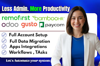 setup gusto rippling paycom bamboohr ukg ready remofirst odoo ms365 automations