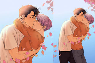 draw bl yaoi bara anime couple art manwha oc ship illustration commission artist
