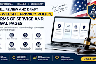 review and draft US website privacy policy, terms of service and legal pages