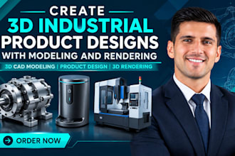 create 3d industrial product designs with modeling and rendering
