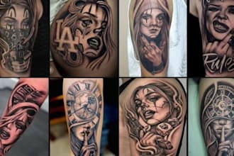 design custom tattoo, half sleeve, full sleeve tattoo design