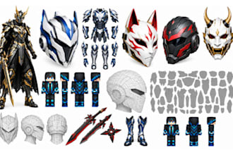 cosplay pattern, minecraft skin, eva foam, 3d model for your armor, helmet, mask