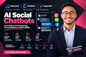 build ai chatbot using manychat and chatfuel for instagram and whatsapp dms