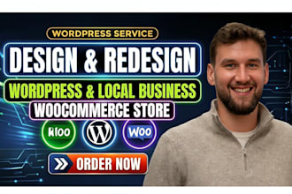 design redesign wordpress website, local business website, woocommerce website