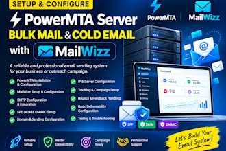 setup powermta server, bulk mail, cold email with mailwizz