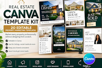 create an editable canva real estate listing kit with flyers open house graphics