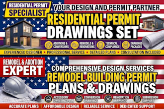 draw adu, garage conversion, home addition and remodel building permit drawings