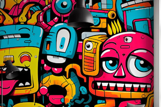 design custom anime mural wall art, graffiti art, doodle art, decals, restaurant