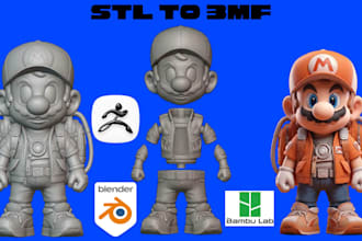 convert stl to 3mf split 3d model for bambu lab ams multi color 3d printing