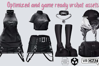 create custom vrchat assets, vrc clothing, vfx, weapons, accessories, vrc props