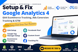 setup google analytics ga4 ecommerce tracking fb ads conversion tracking gtm