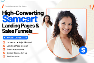 design samcart landing page, thrivecart kajabi online course sales funnel