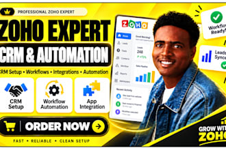 setup zoho CRM, zoho one, zoho creator, zoho books and