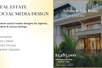design luxury real estate social media posts and property ads