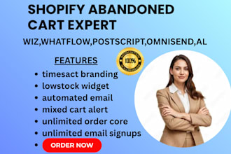 setup shopify abandoned cart recovery omnisend postscript ck whatflow wiz ai