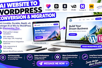 convert clone hostinger lovable ai, durable wix website to wordpress elementor