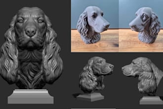 sculpt realistic 3d dog model pet memorial statue printable stl for 3d printing