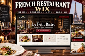 design, redesign restaurant website, french cafe and food wix website design